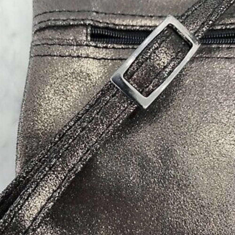 🔥🔥Johnny Was Gemma Laminated Suede Gunmetal Convertible Clutch NWT - Picture 8 of 15